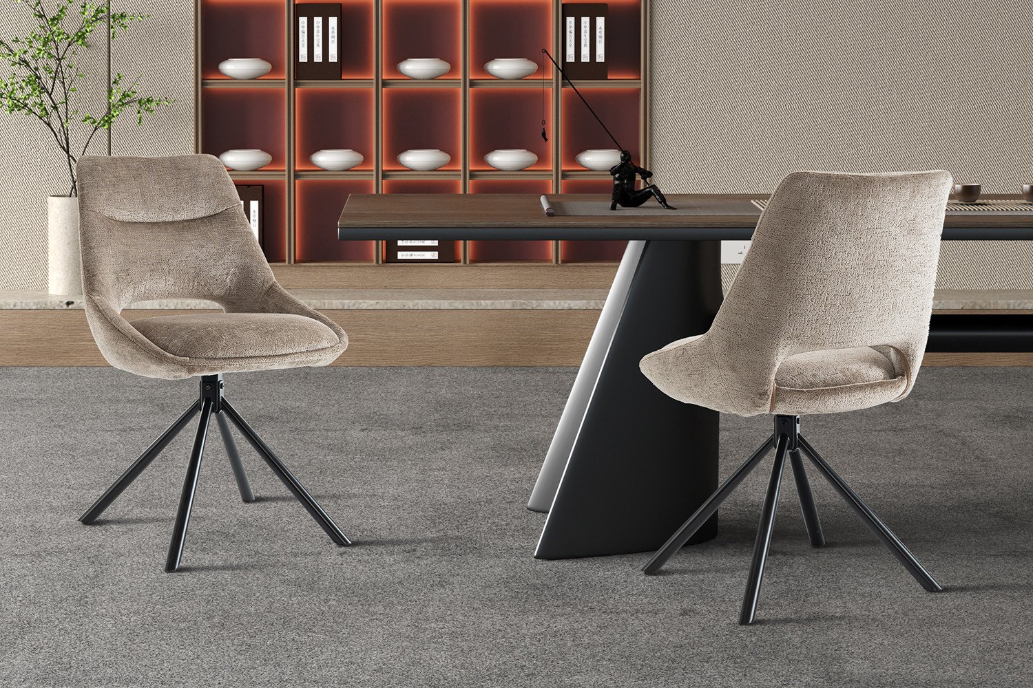 Chaise moderne tissu taupe MARIE
