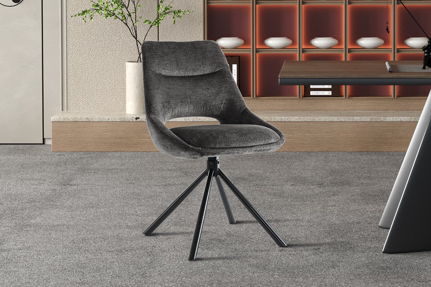 Chaise moderne tissu gris MARIE