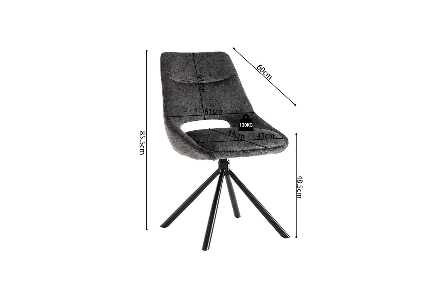 Chaise moderne tissu gris MARIE
