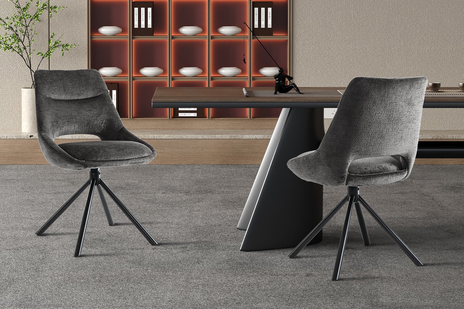 Chaise moderne tissu gris MARIE