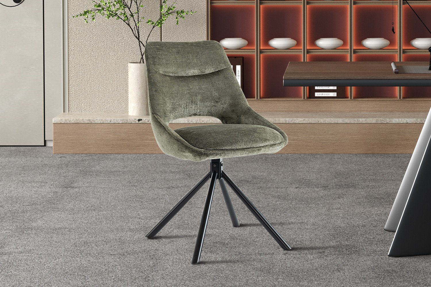 Chaise moderne tissu vert MARIE