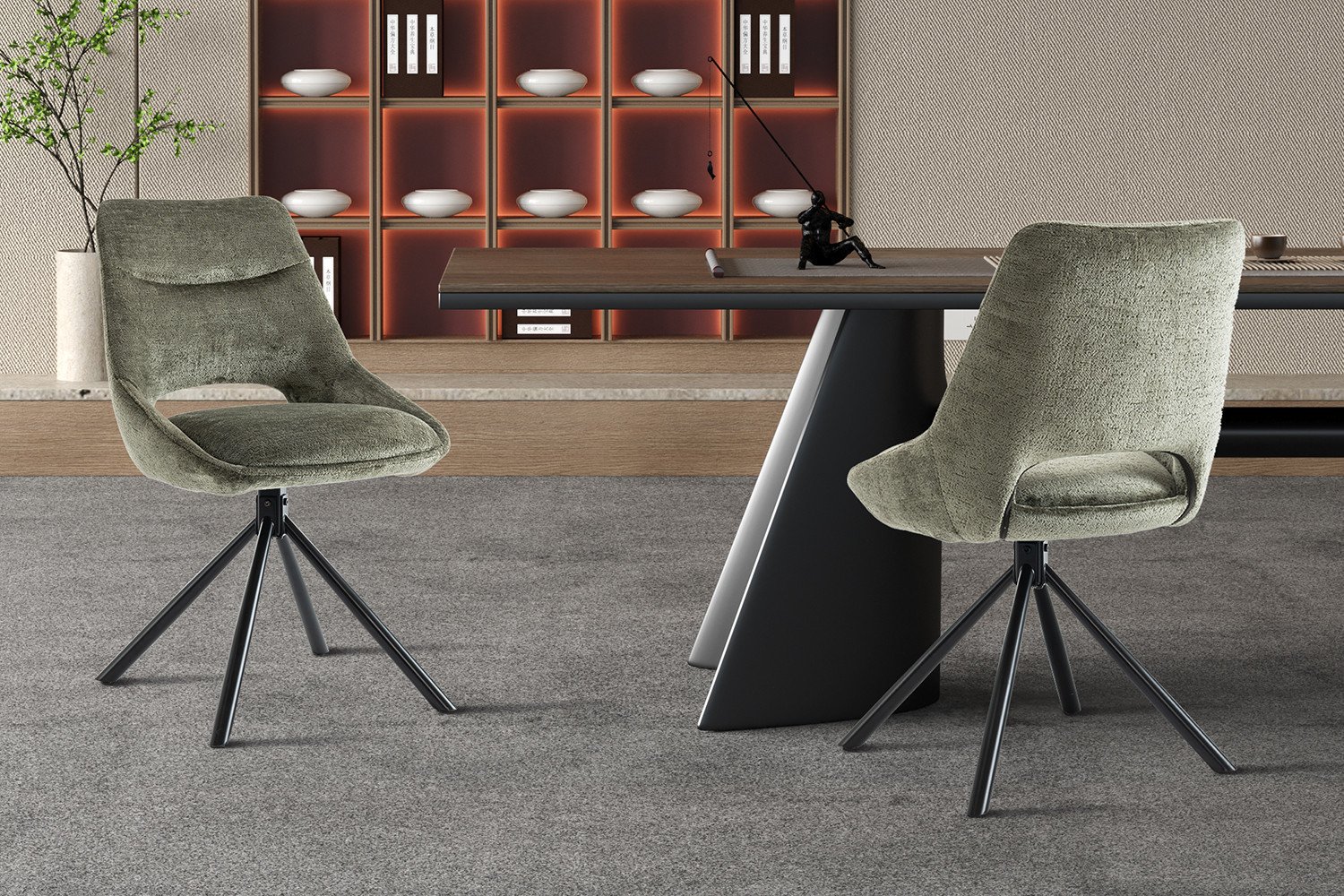 Chaise moderne tissu vert MARIE