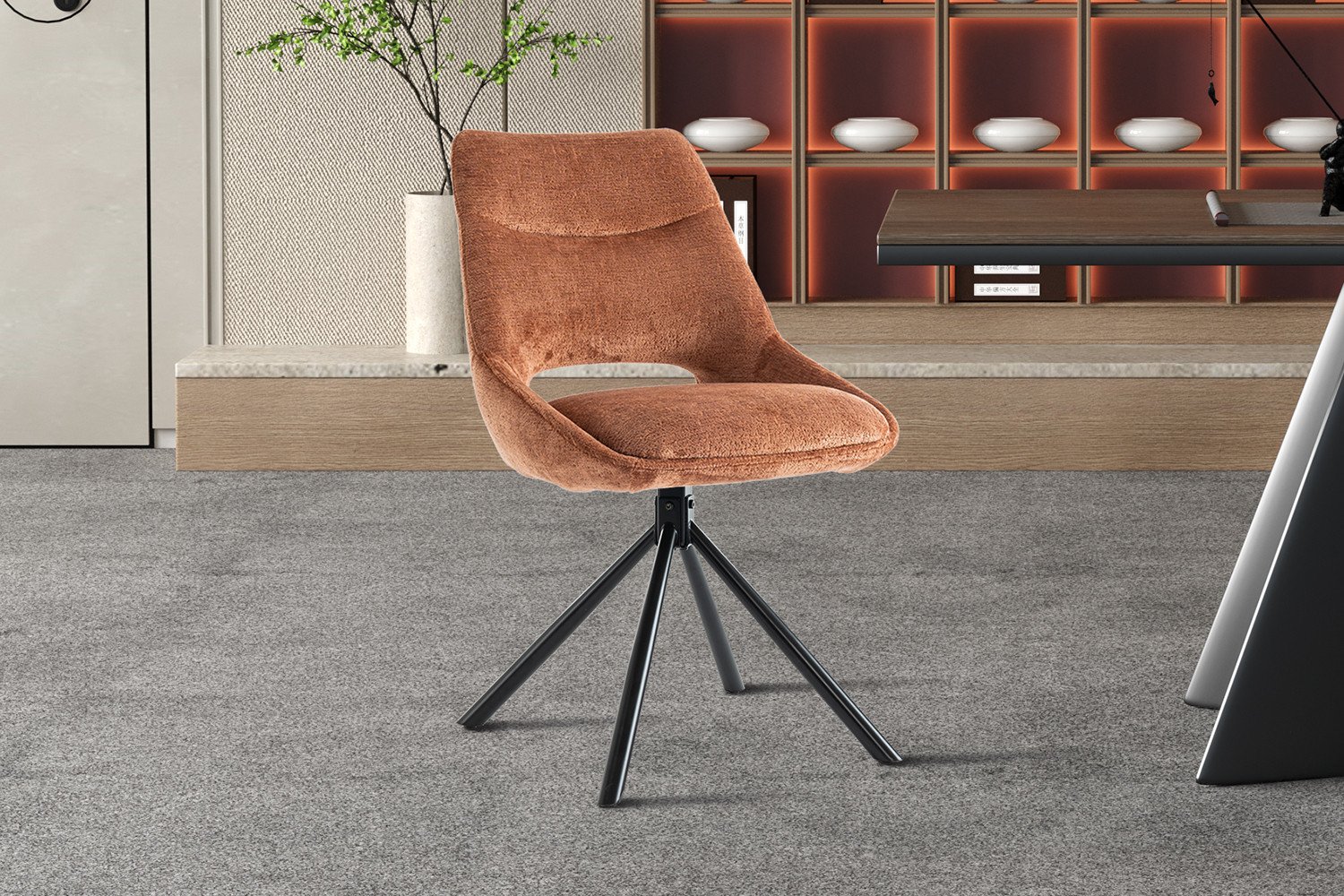 Chaise moderne tissu terracotta MARIE