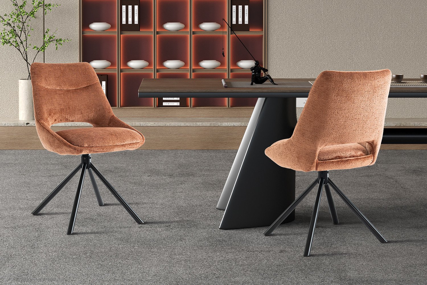 Chaise moderne tissu terracotta MARIE