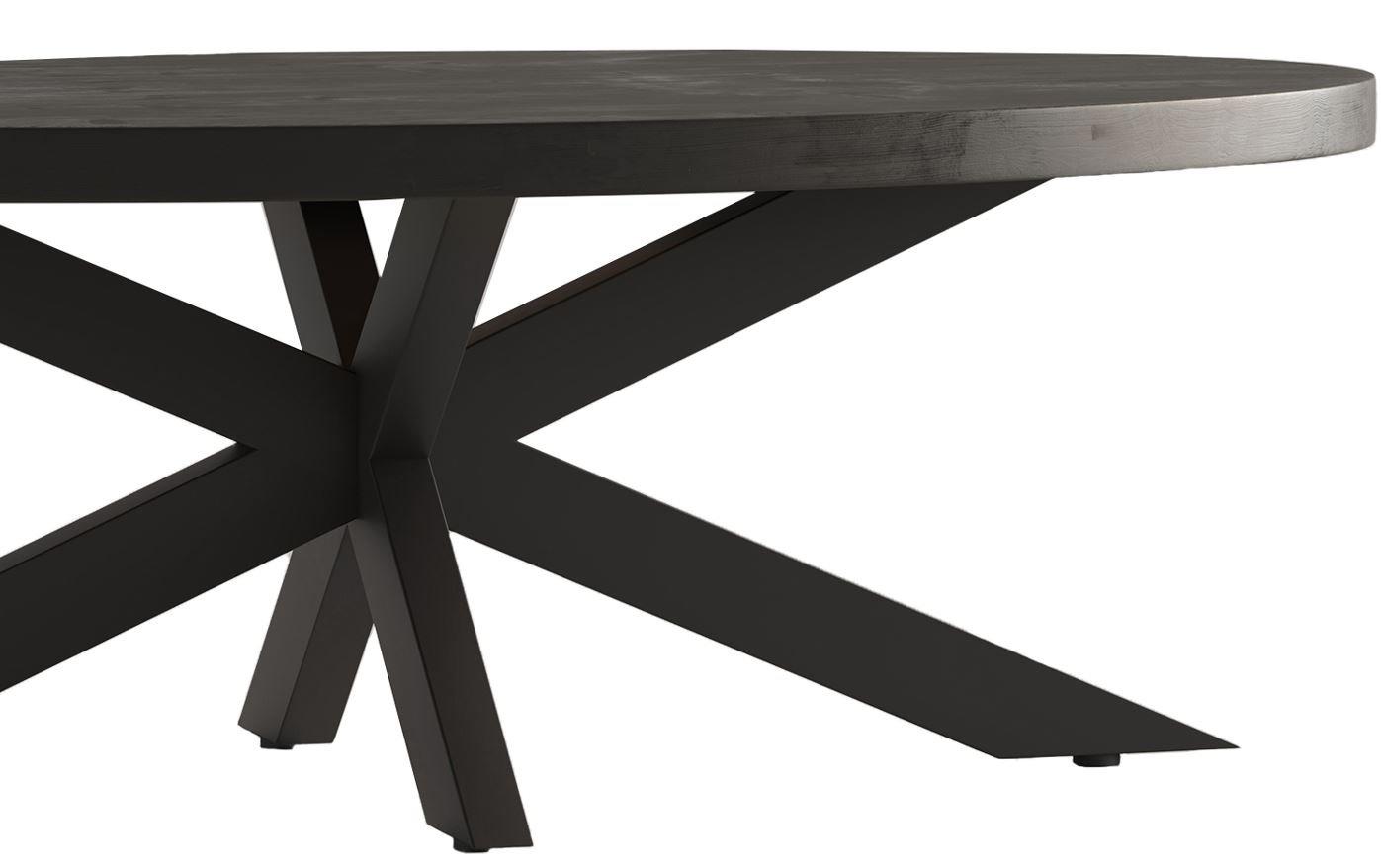 Table basse ovale moderne bois noir piétement étoile CALVI
