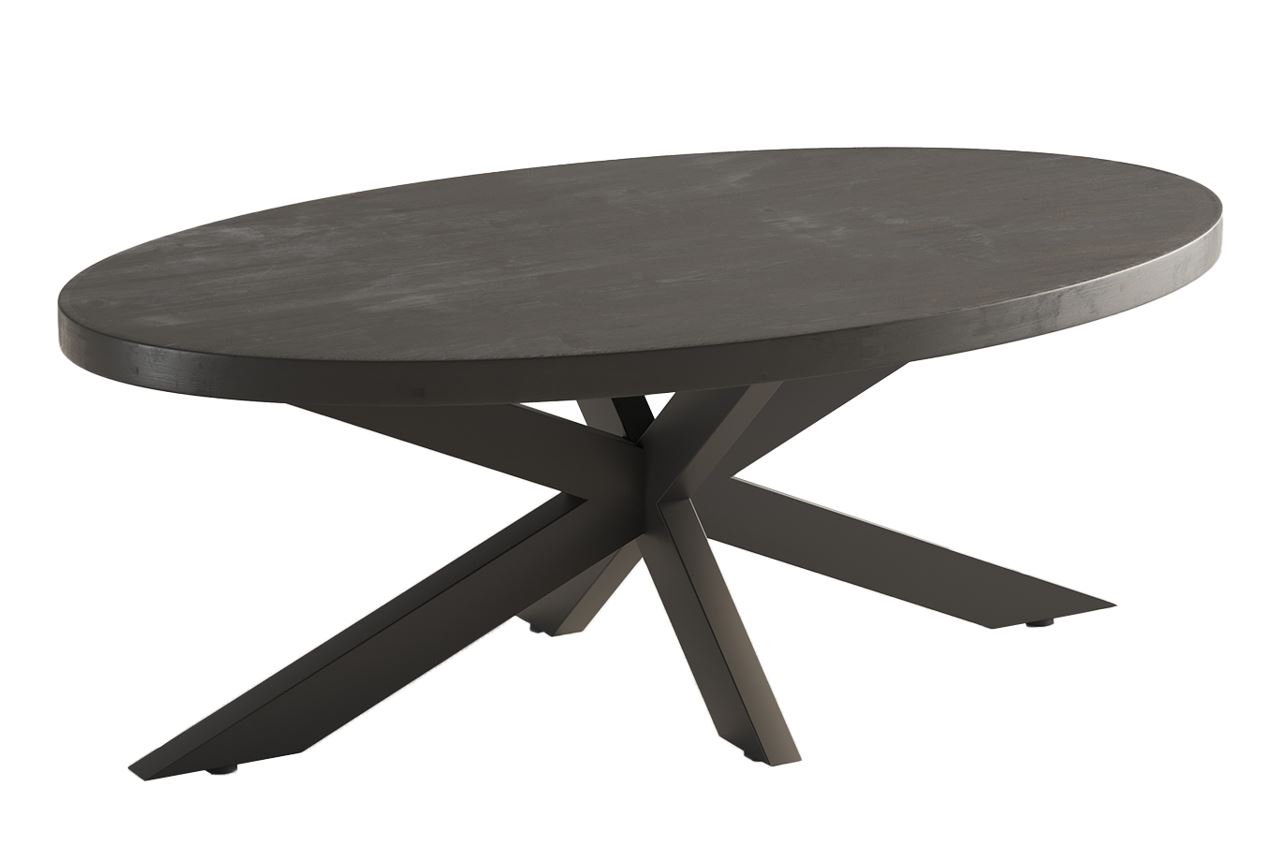 Table basse ovale moderne bois noir piétement étoile CALVI