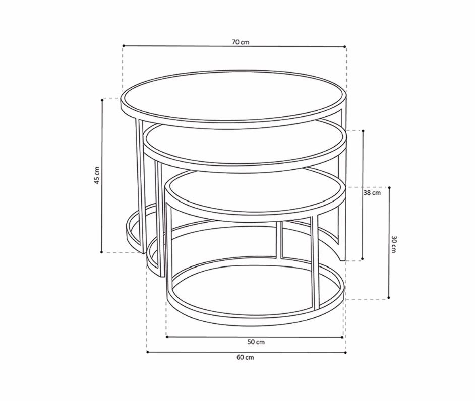 Table basse gigogne industrielle bois et métal JERSEY