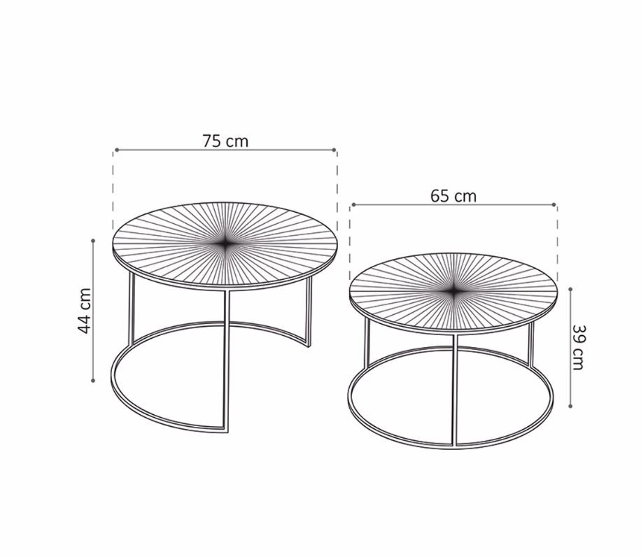 Table basse gigogne ronde en métal moderne ROVA