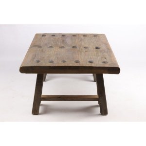 Table basse industrielle bois recyclé avec piétement tréteaux COFFEE 