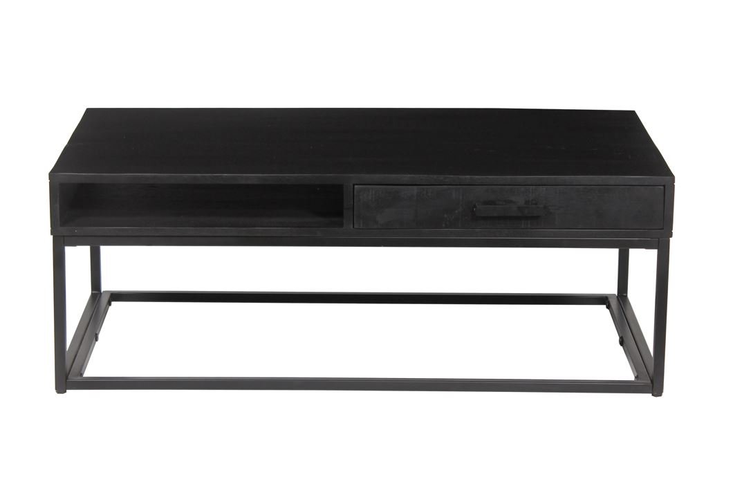 Table basse rectangulaire bois massif noir 110cm VICTOR