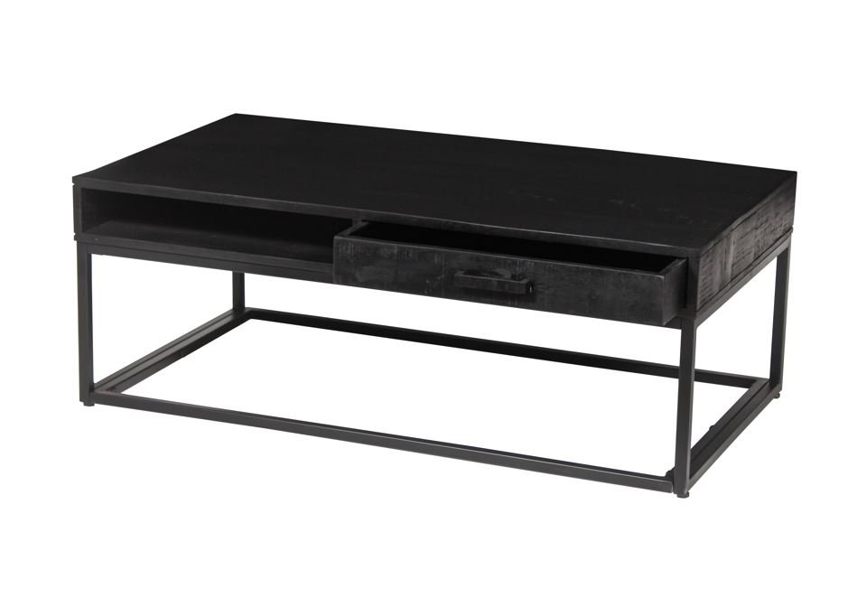 Table basse rectangulaire bois massif noir 110cm VICTOR