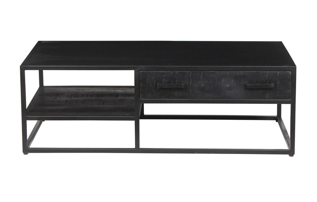 Table basse moderne bois noir et métal 120cm OLIVIA