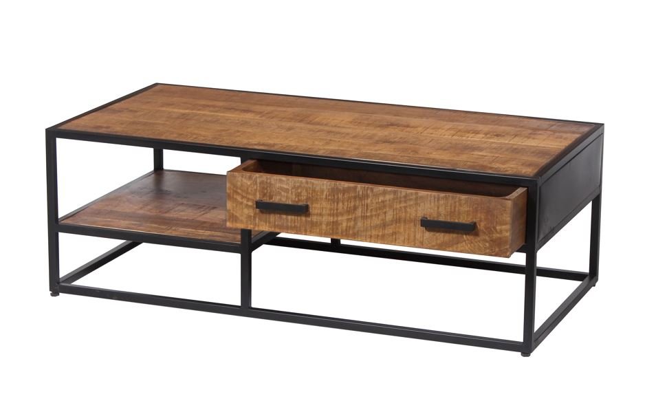 Table basse industrielle bois et métal 120cm OLIVIA