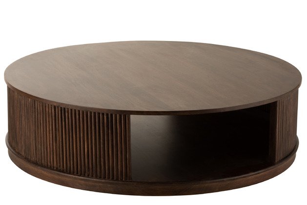 Table basse ronde bois massif moderne marron 120cm RAYAN