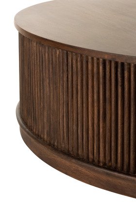 Table basse ronde bois massif moderne marron 120cm RAYAN