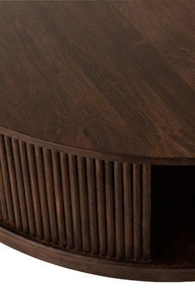 Table basse ronde bois massif moderne marron 120cm RAYAN