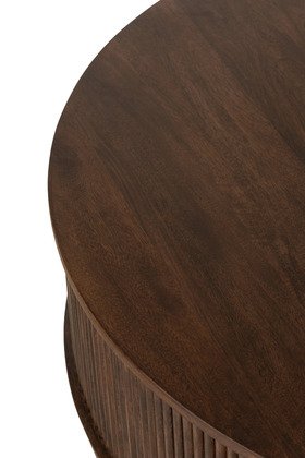 Table basse ronde bois massif moderne marron 120cm RAYAN