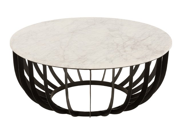 Table basse ronde en marbre blanc moderne EDITH