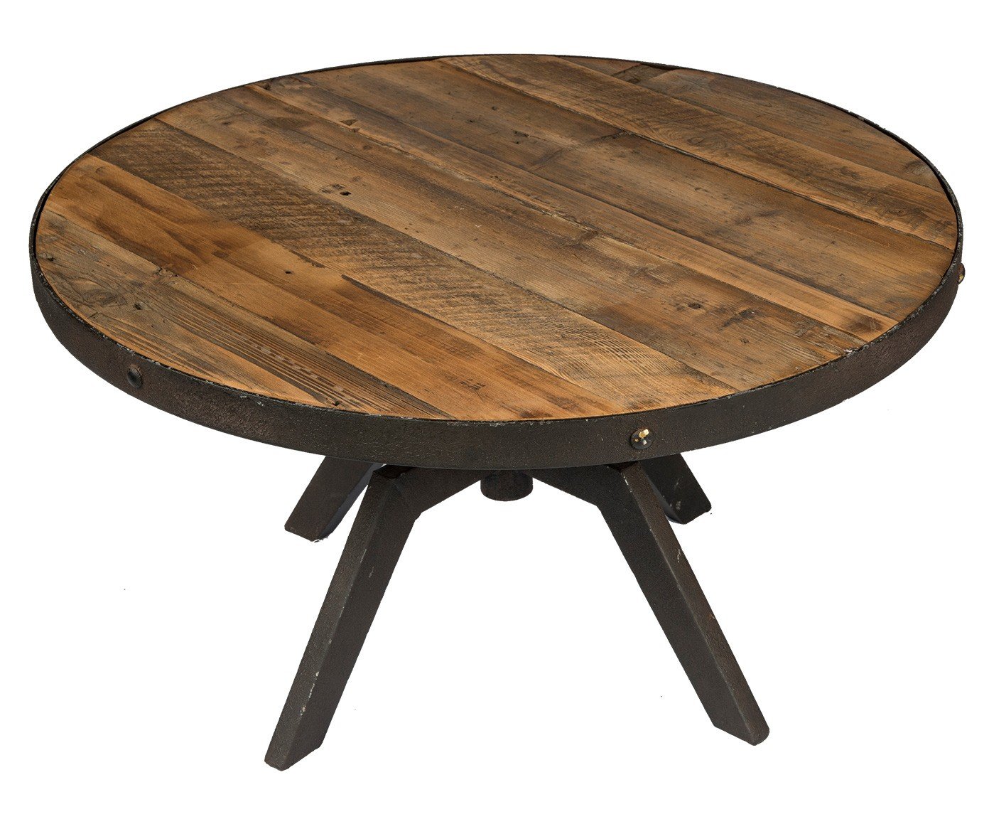 Table basse ronde industrielle bois et métal réglable JERSEY