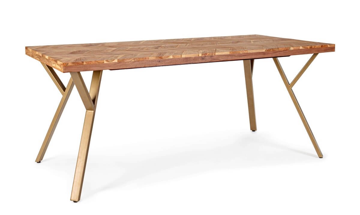 Table à manger 180 cm motif chevron en bois d'acacia massif  AXEL
