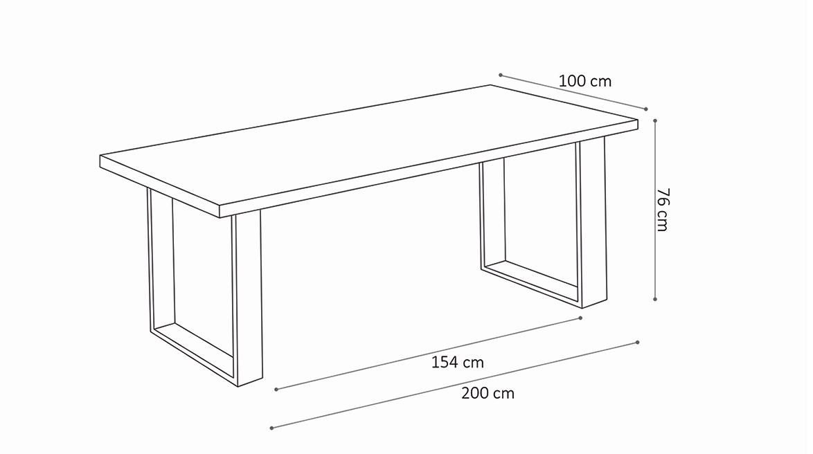 Table à manger 200 cm bois massif manguier et métal BAPTISTE