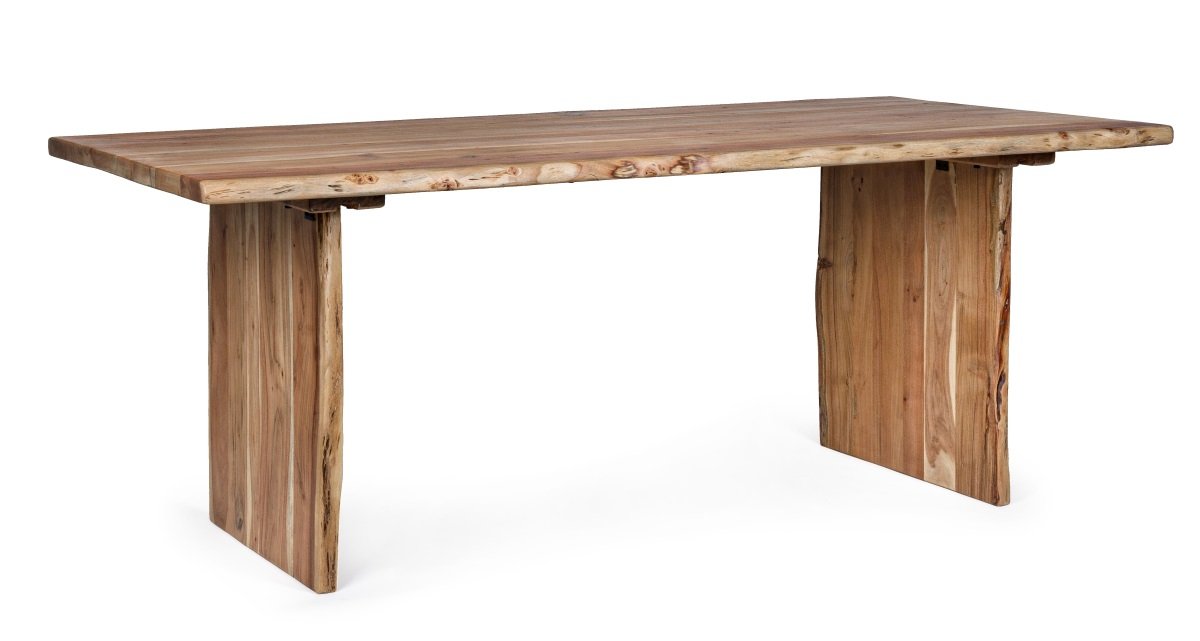 Table à manger bois massif scandinave effet tronc d'arbre TRADBORJ