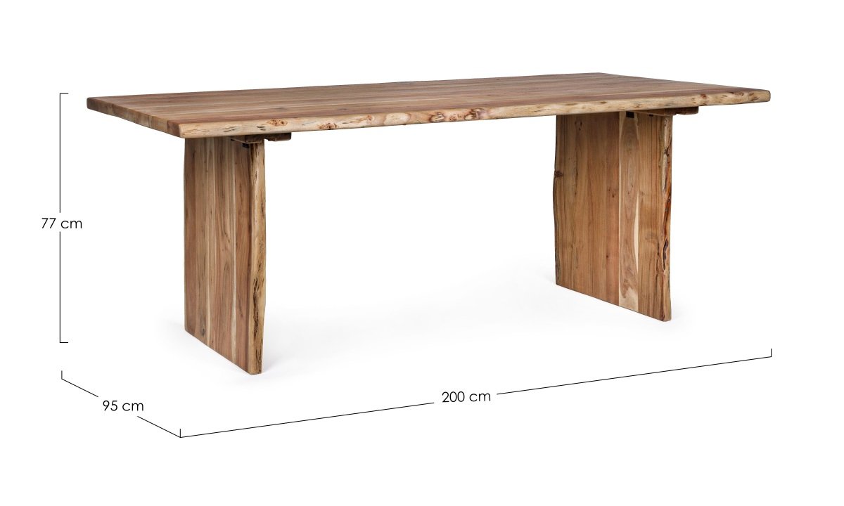 Table à manger bois massif scandinave effet tronc d'arbre TRADBORJ
