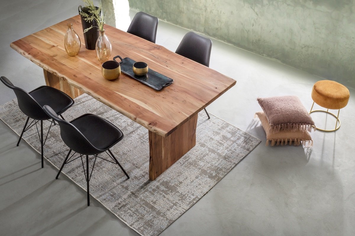 Table à manger bois massif scandinave effet tronc d'arbre TRADBORJ