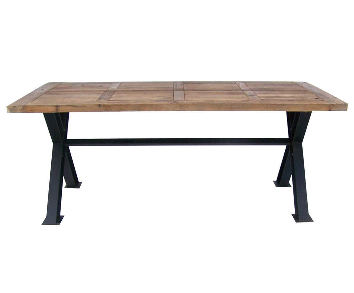 Table à manger industrielle bois massif et métal 200cm DAKOTA