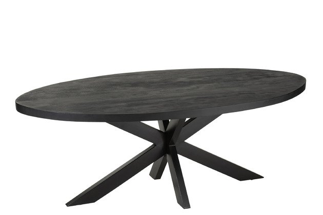 Table à manger ovale en bois d'acacia noir moderne KAMY