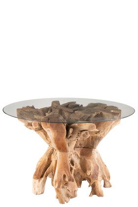 Table à manger ronde en racine de bois massif de teck ROOTED