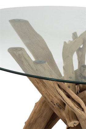 Table à manger scandinave ronde branche bois et verre GOTLAND