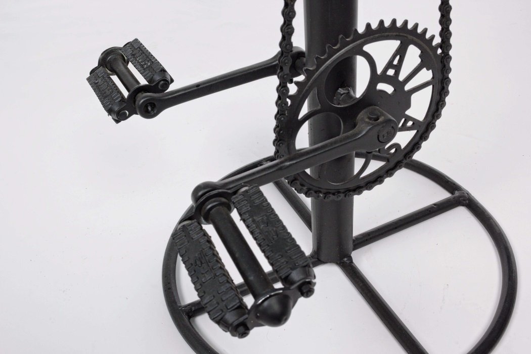 Tabouret vélo style industriel cuir et métal noir CYCLO