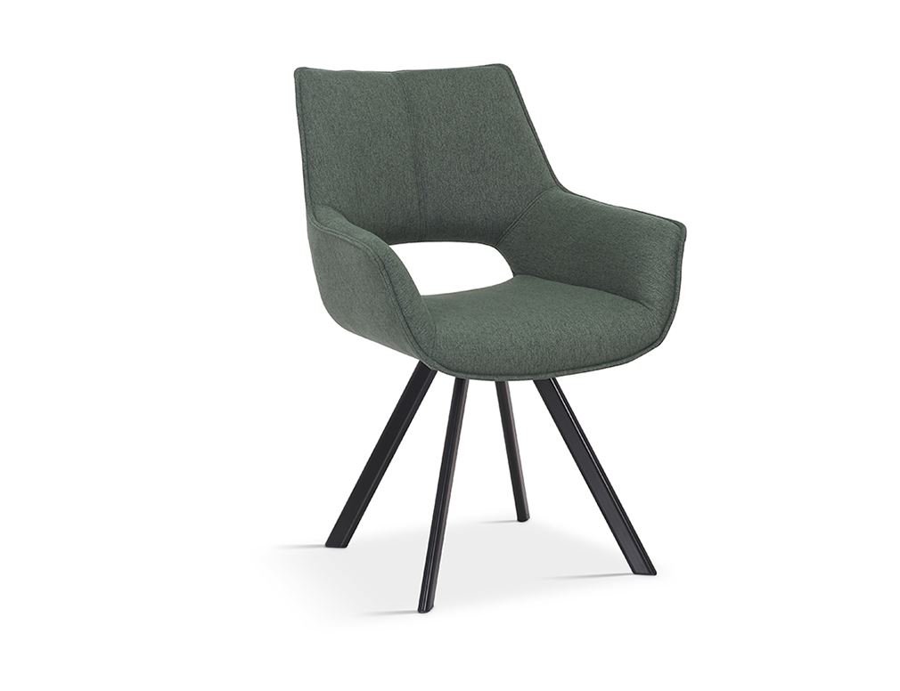 Lot de 2 chaises fauteuils moderne tissu vert AURORE