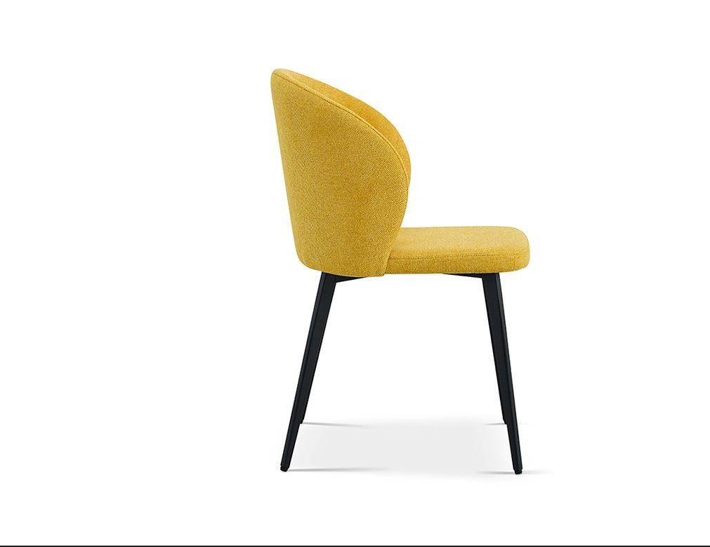 Chaise design en tissu jaune MANEL