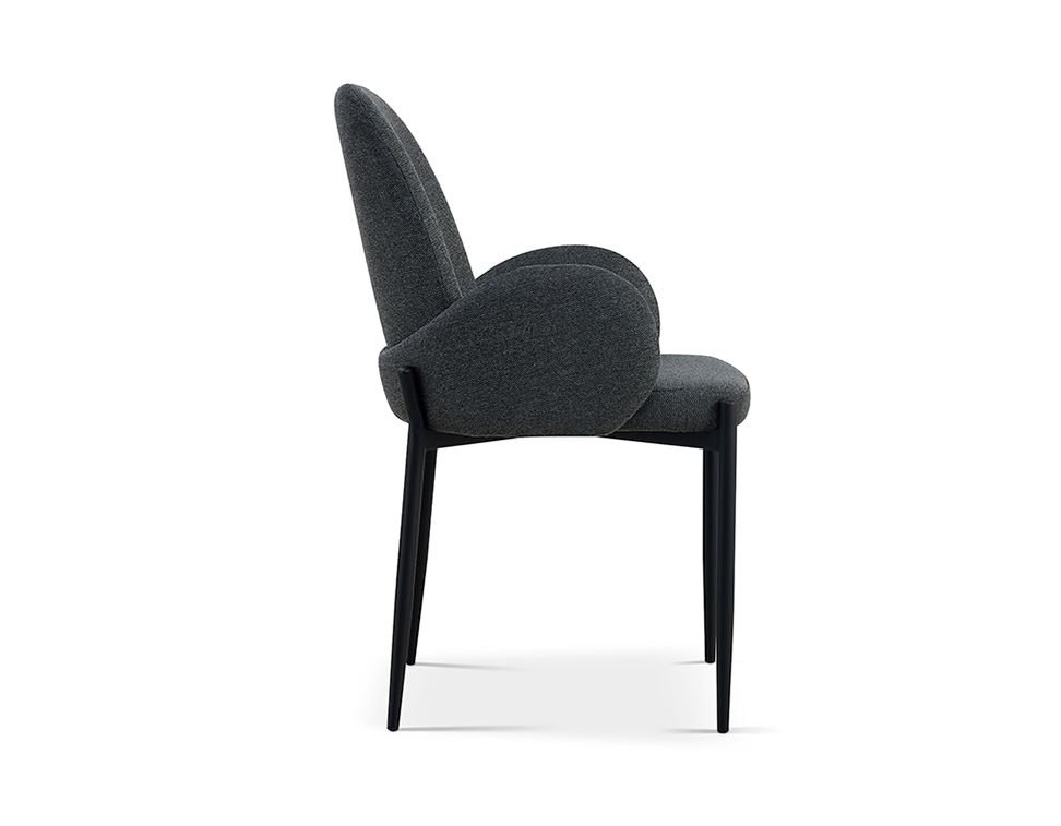 Chaise fauteuil moderne en tissu VALENTINE-Anthracite
