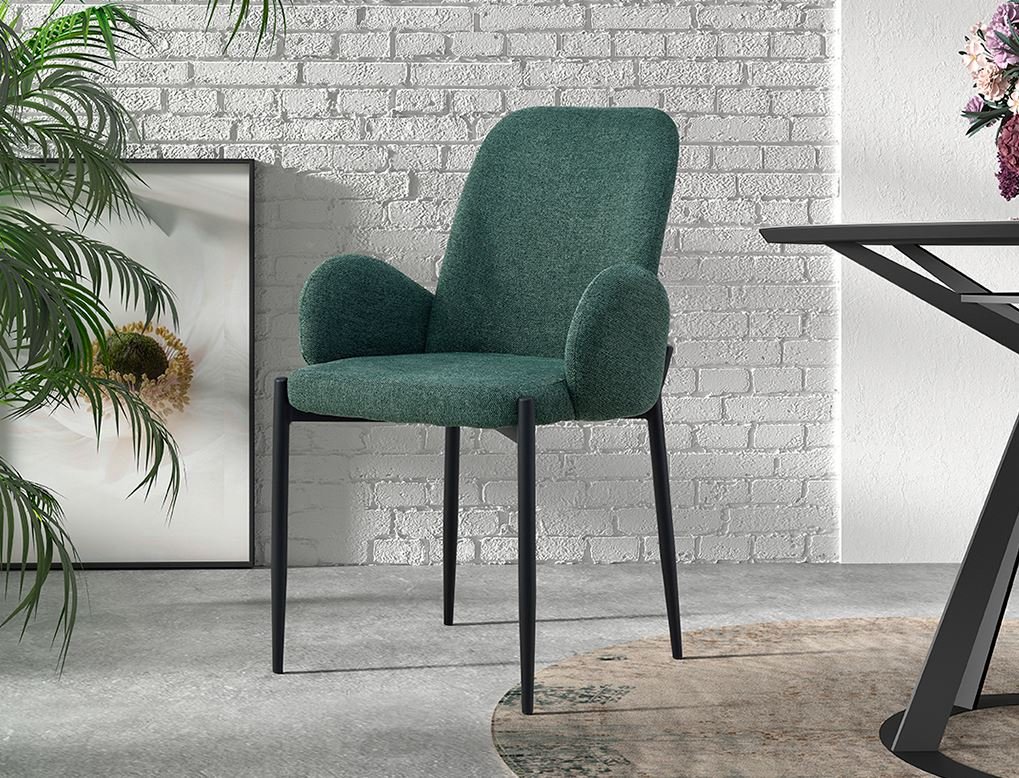 Chaise fauteuil moderne en tissu VALENTINE-Vert