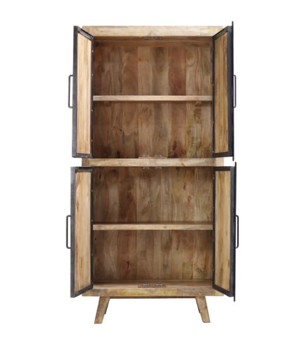 Armoire industrielle bois massif manguier 4 portes MEERA 