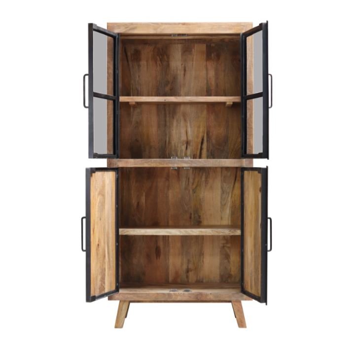 Vaisselier industriel bois massif manguier 4 portes MEERA