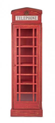 Bibliothéque cabine téléphonique en bois rouge LONDRES