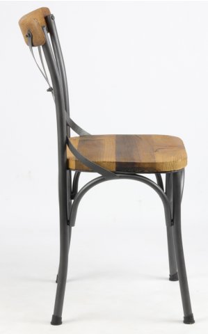 Chaise bistrot industrielle bois et métal TRADITION