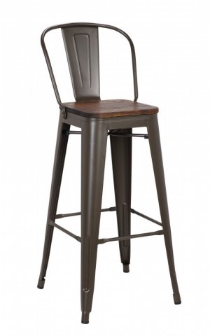 Chaise de bar industrielle métal marron et bois HIPSTER