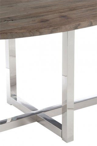 Table à manger ovale bois et inox 200 cm ROVANA