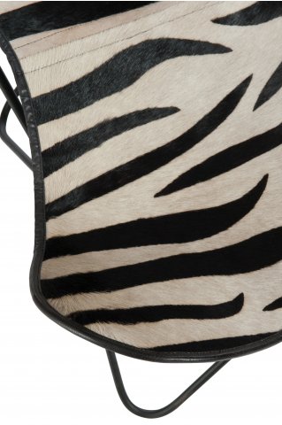 Fauteuil papillon en cuir noir et blanc ZEBRA