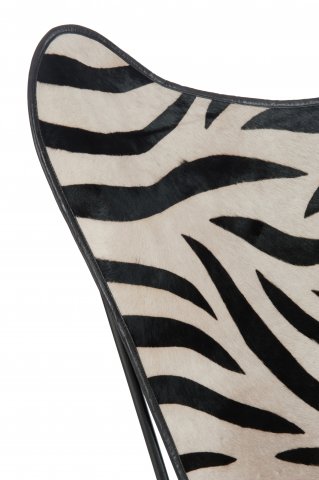 Fauteuil papillon en cuir noir et blanc ZEBRA