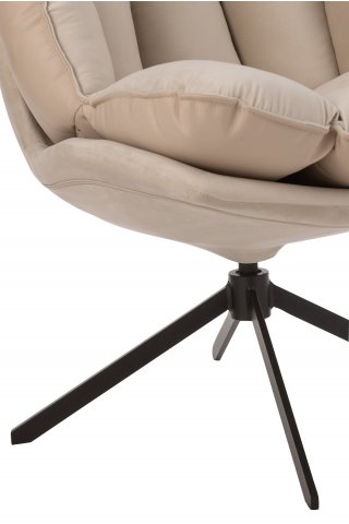 Fauteuil design pivotant tissu beige JEY