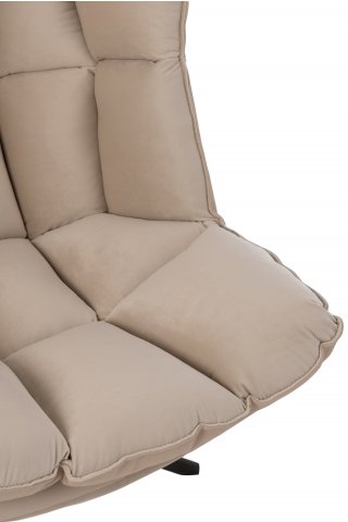 Fauteuil design pivotant tissu beige JEY