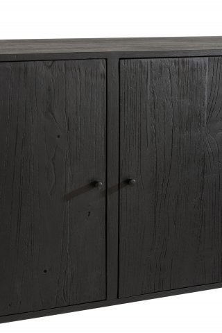 Buffet exotique 3 portes en bois noir et rotin SAVANA
