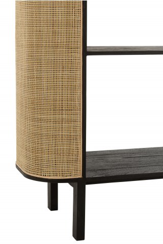 Etagère bois noir et rotin 190cm SAVANA