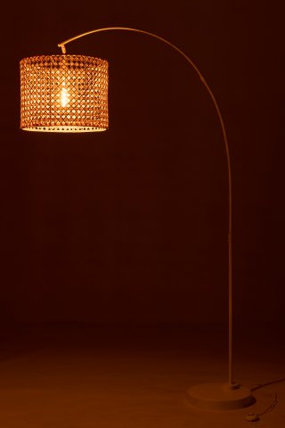 Lampe sur pied bambou et métal blanc 194cm LAURA